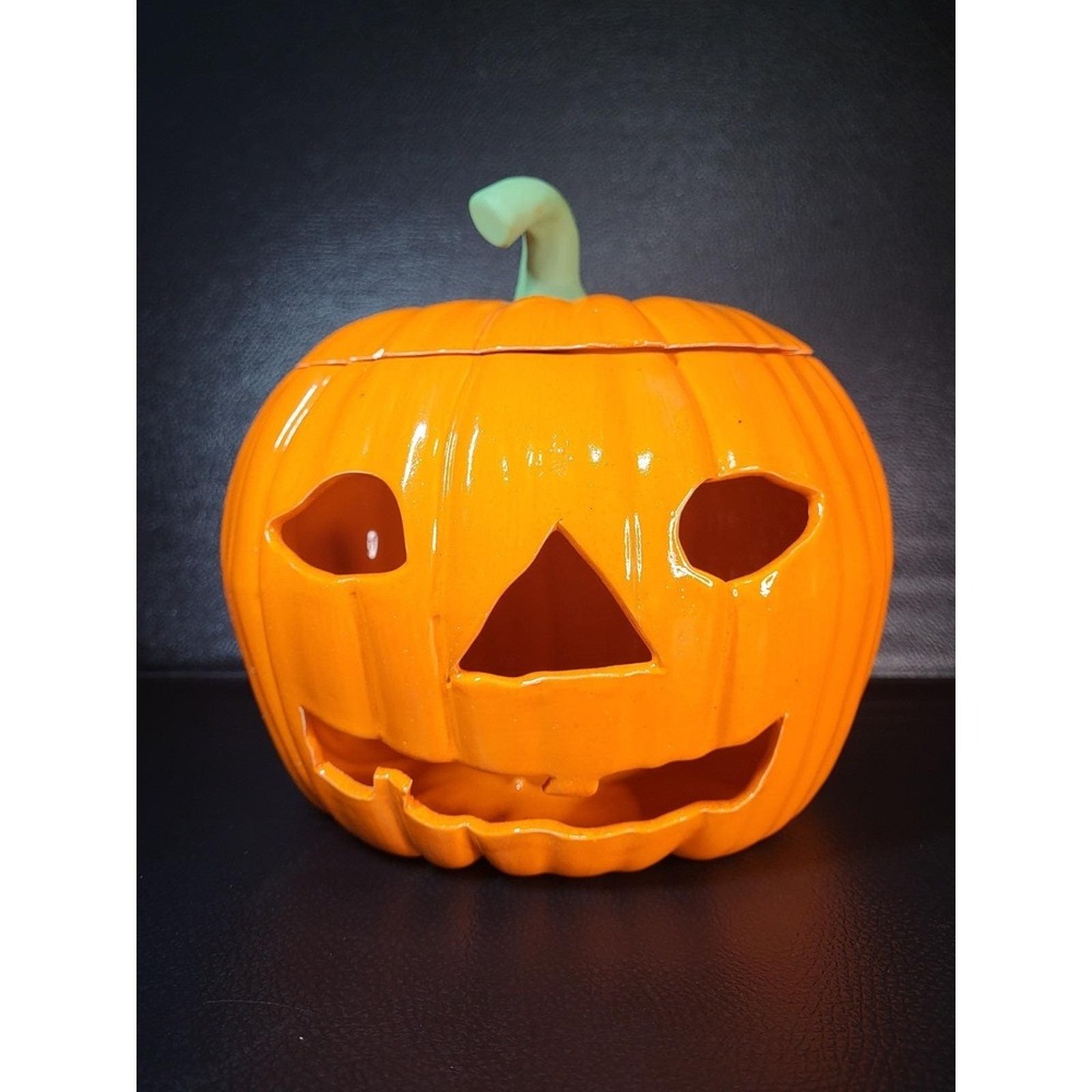 Vintage Scioto 1979 Ceramic Smiling Halloween Pumpkin‎ Jack-O-Lantern ****